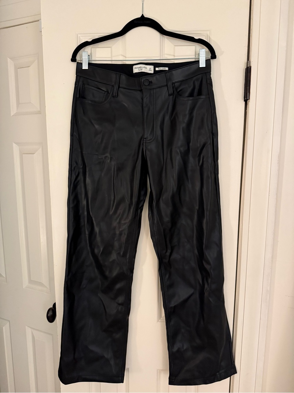 Abercrombie & Fitch Vegan Leather Low Rise Baggy Pants Waist 27